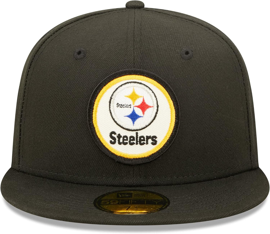 New Era 59Fifty Round Logo Steelers Cap Basecap Baseballcap Flat Brim Fitted Herren - mit Schirm Win