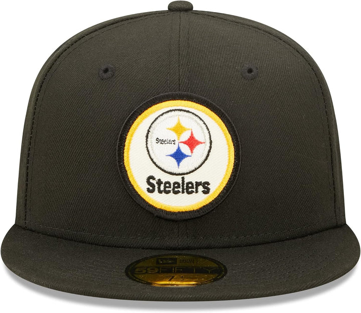New Era 59Fifty Round Logo Steelers Cap Basecap Baseballcap Flat Brim Fitted Herren - mit Schirm Win