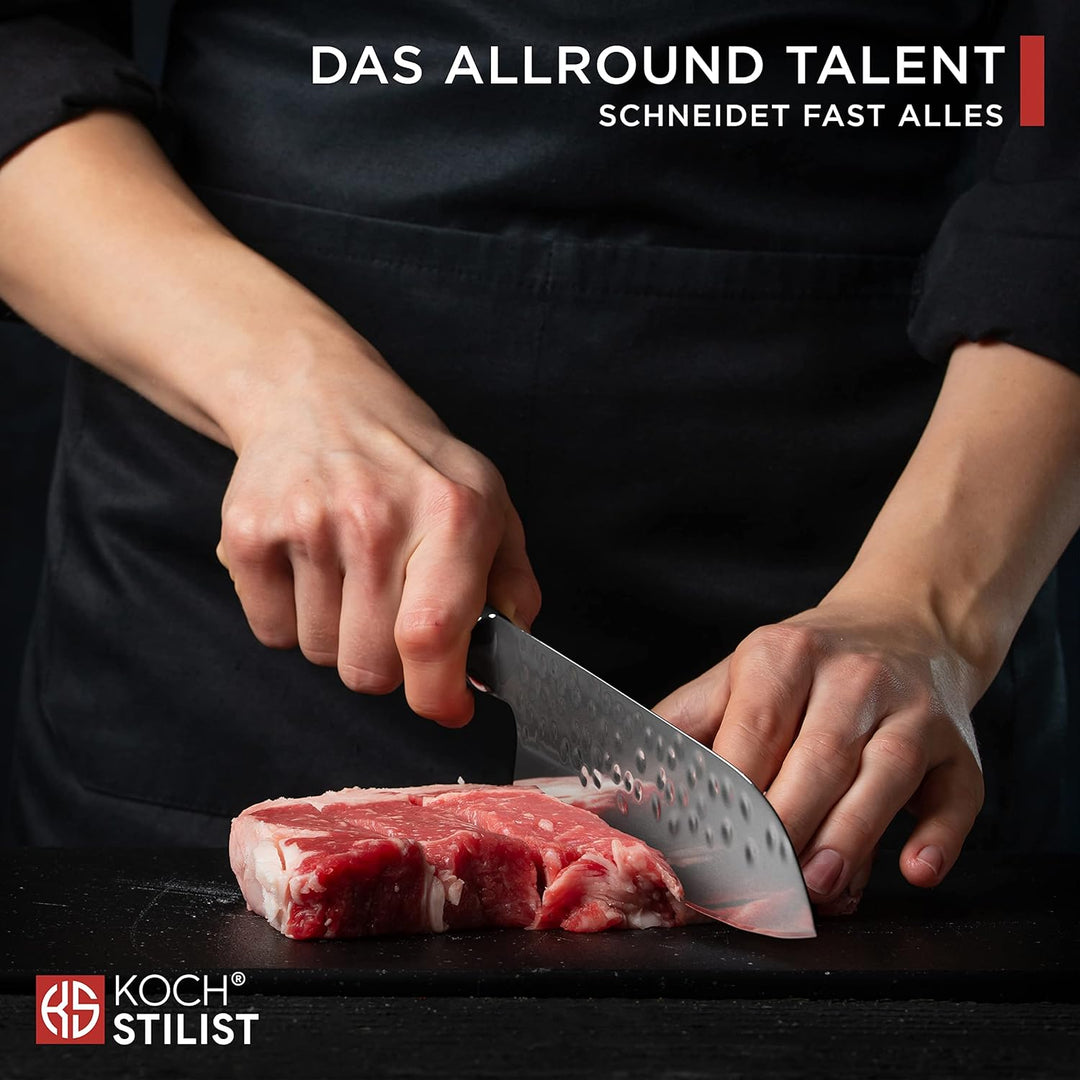 Kochstilist® Premium Santoku Messer 18 cm [+ inkl. Geschenkbox] Das Profi-Kochmesser aus extrem scha