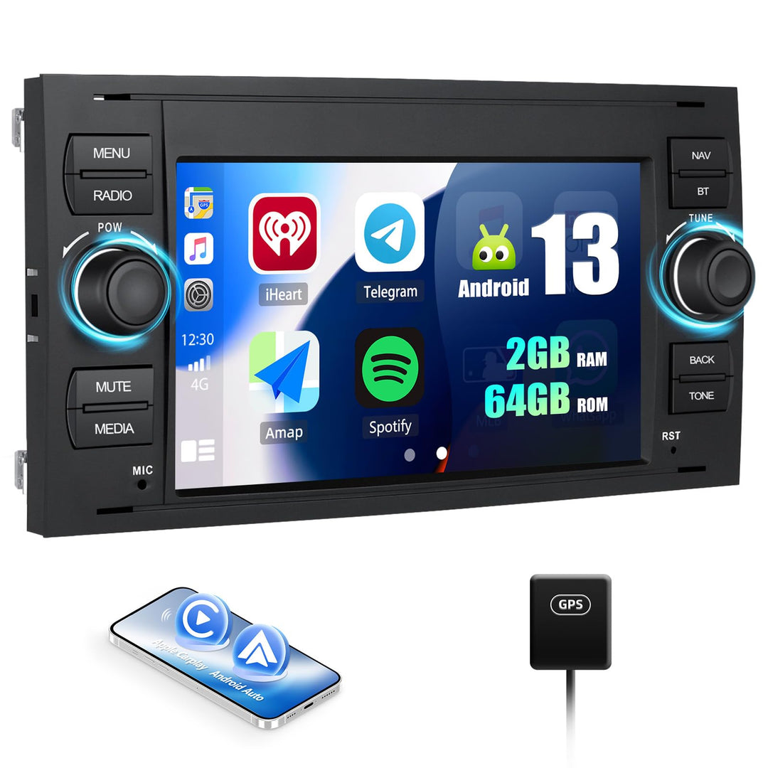 SIXWIN 2GB+64GB Android 13 Autoradio für Ford Fiesta C/S-MAX Transit Galaxy Connect Mondeo mit Carpl