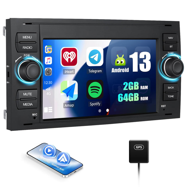 SIXWIN 2GB+64GB Android 13 Autoradio für Ford Fiesta C/S-MAX Transit Galaxy Connect Mondeo mit Carpl