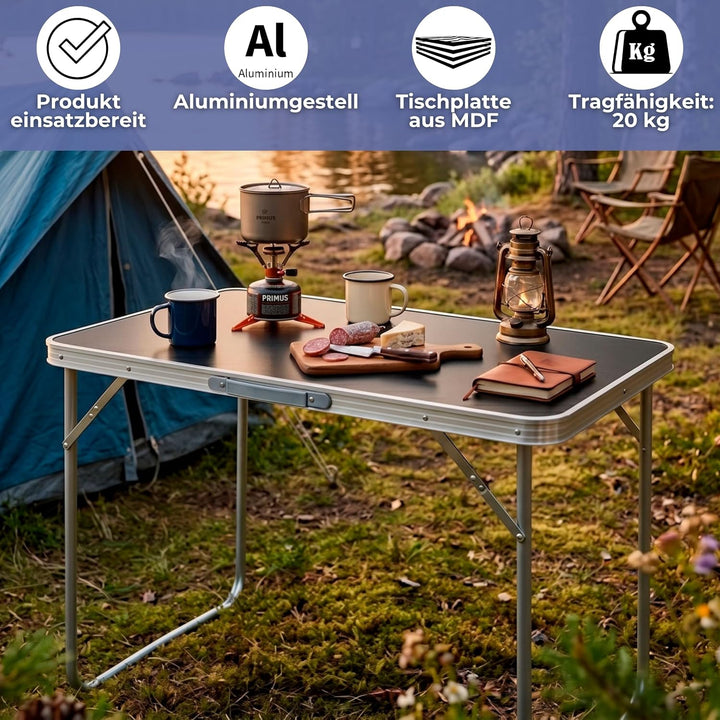 SPRINGOS Klapptisch 80x60 cm Aluminiumrahmen MDF Tischplatte Höhenstabil Tragbar Zusammenklappbar An
