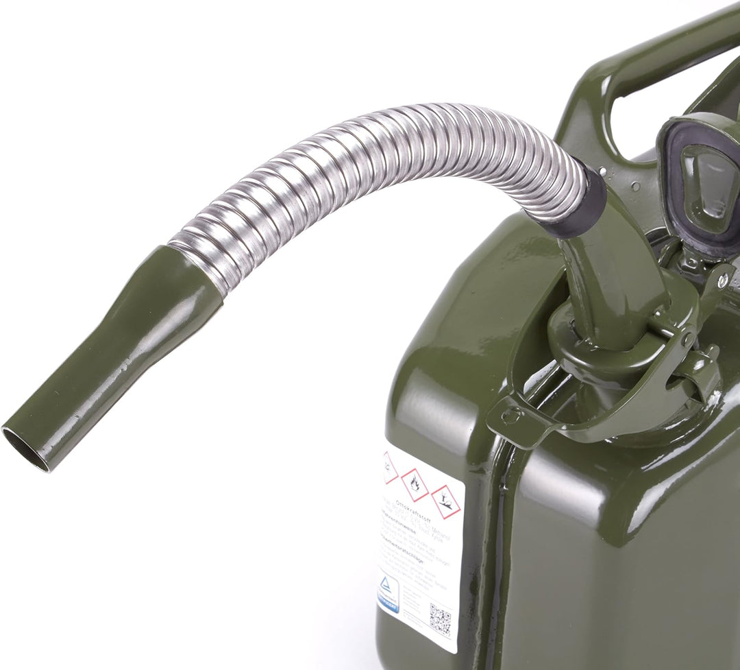 Oxid7® Ausgiesser flexibel für Metall Benzinkanister 5,10 oder 20 Liter | Olivgrün, 20mm Ausgiesser