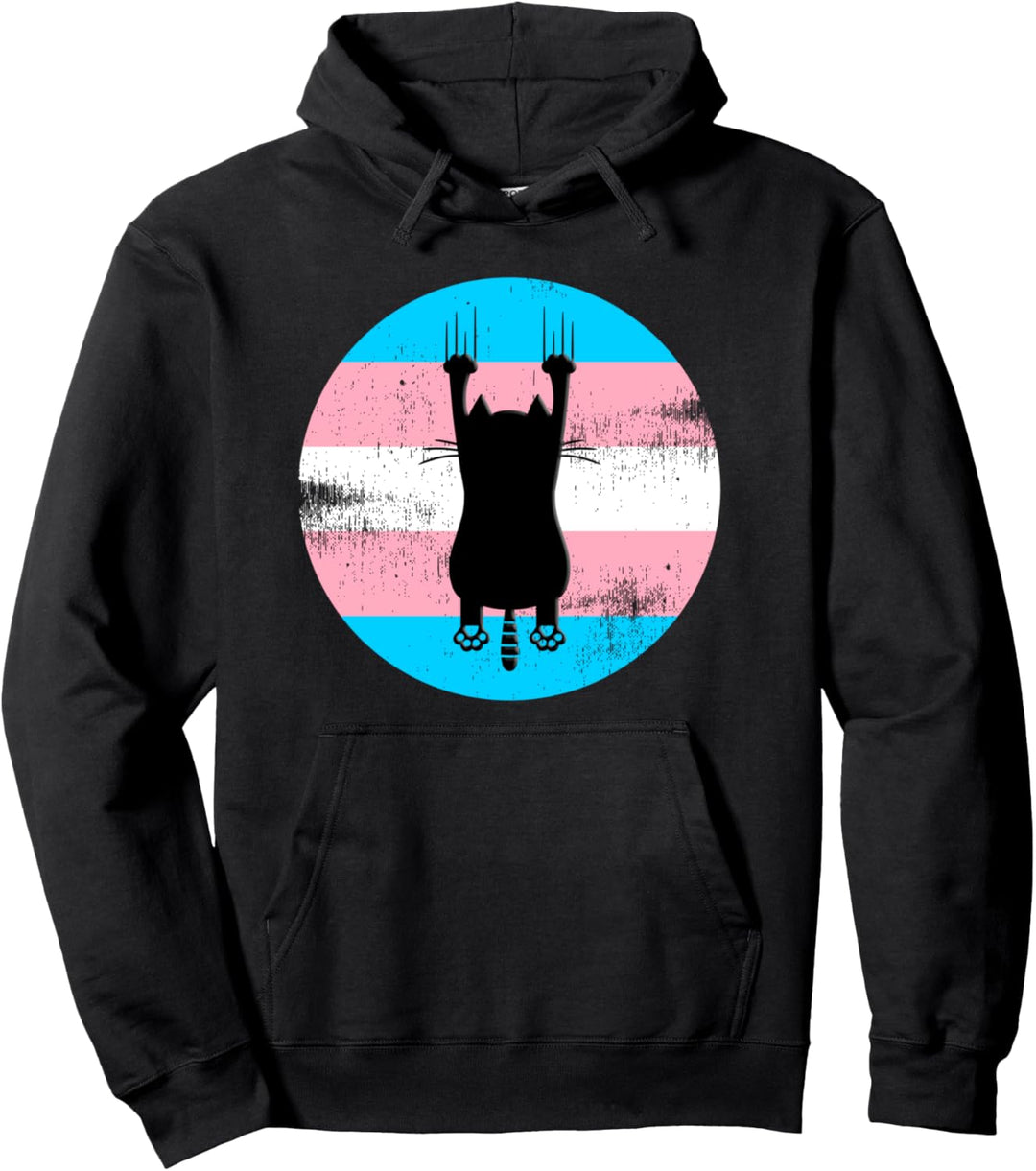 Lustige Transgender-Katze mit Transgender-Farben Pullover Hoodie