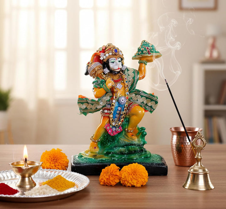 eSplanade Resin Hanuman Anjaneya Pavan Putra Murti Moorti Idol Statue Sculpture (8.5 x 6.5 Inches),