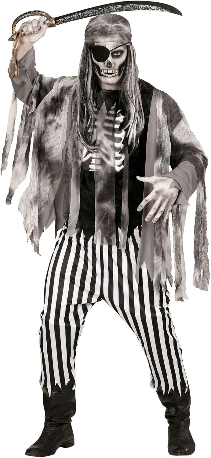 "GHOST SHIP PIRATE" (shirt with bone chest, jacket, pants, bandana, eye-patch) - (XL), XL
