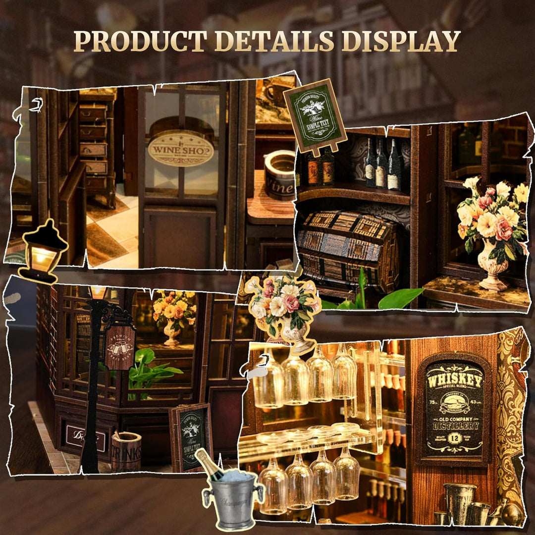Book Nook Kit für Erwachsene - LUMYCE DIY Miniatur Haus Holzpuzzle 3D Puppenhaus - Buchstütze für Bü