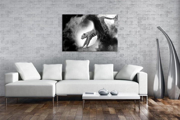 deyoli exotischer Gepard im Mondschein Format:90x60 cm als Leinwandbild, Motiv fertig gerahmt auf Ec