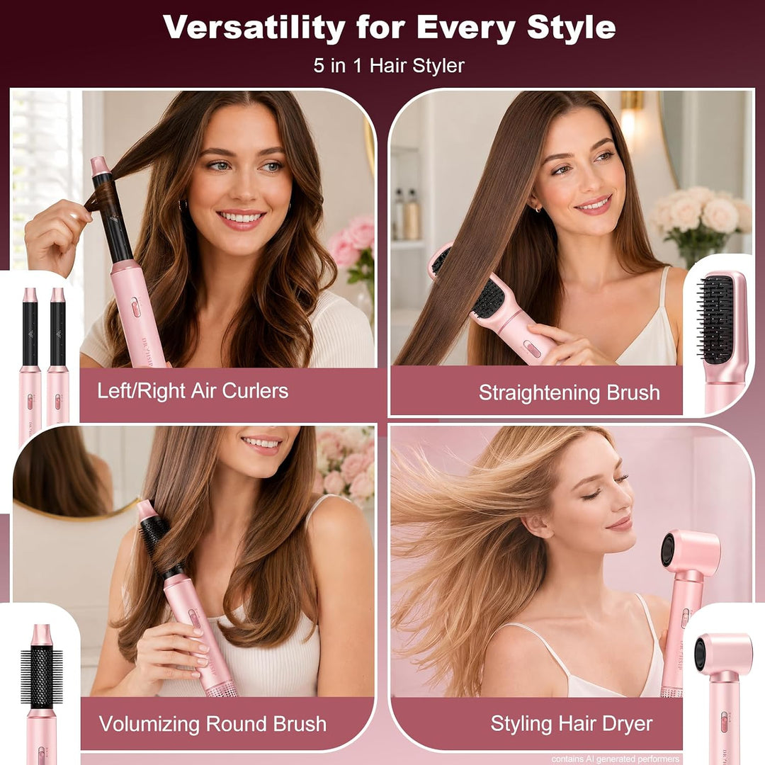 5 in 1 Warmluftbürste, Hairstyler Föhnbürste Volumen Lockenstab | Rundbürstenföhn, Warmluftbürste &amp;