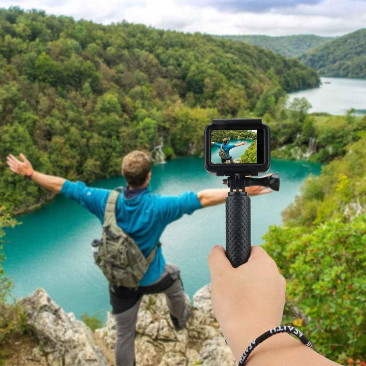 AFAITH Selfie Stick für GoPro Hero 13 12 11 10 9 8 7, 49CM Verstellbares Wasserdichtes Einbeinstativ
