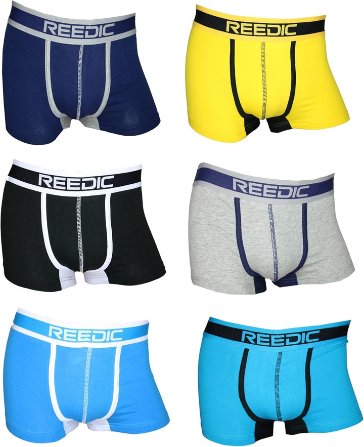 Herren Boxershorts Baumwolle 6er Pack, XXL Je 1x Dunkelblau, Gelb, Schwarz, Grau, Blau, Türkis