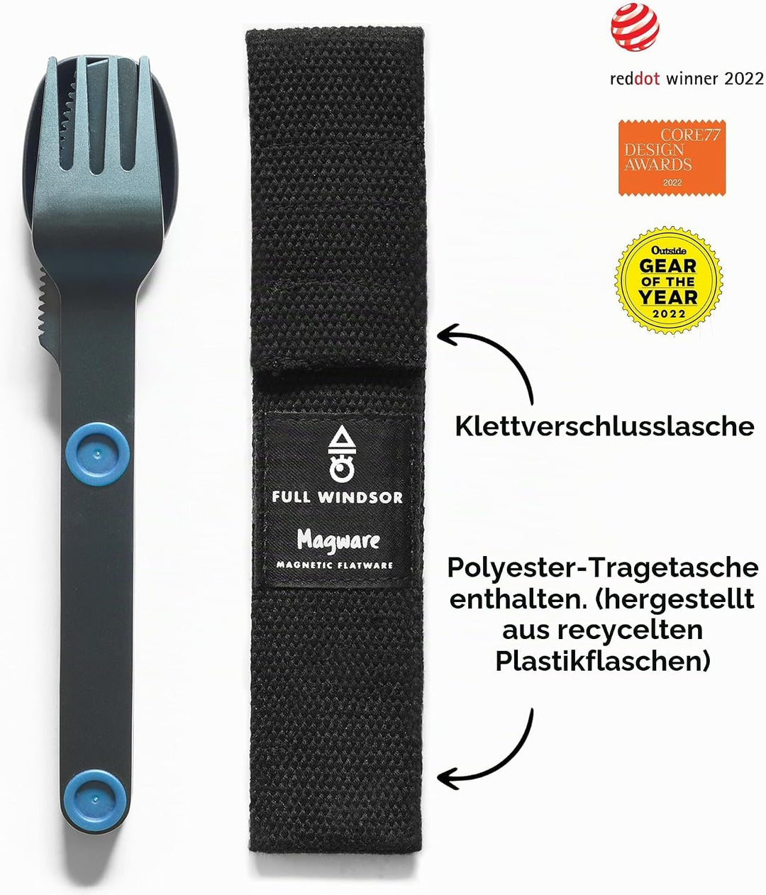 MAGWARE Magnetisches Campingutensilien-Set – tragbares und wiederverwendbares Metall-Reisebesteck mi