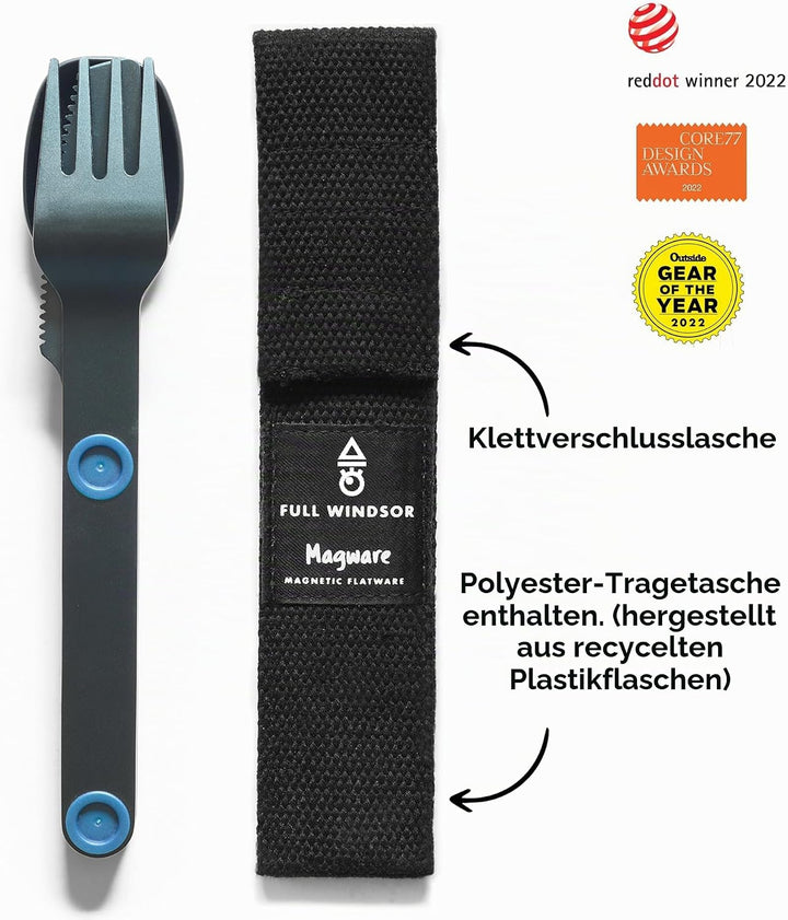 MAGWARE Magnetisches Campingutensilien-Set – tragbares und wiederverwendbares Metall-Reisebesteck mi