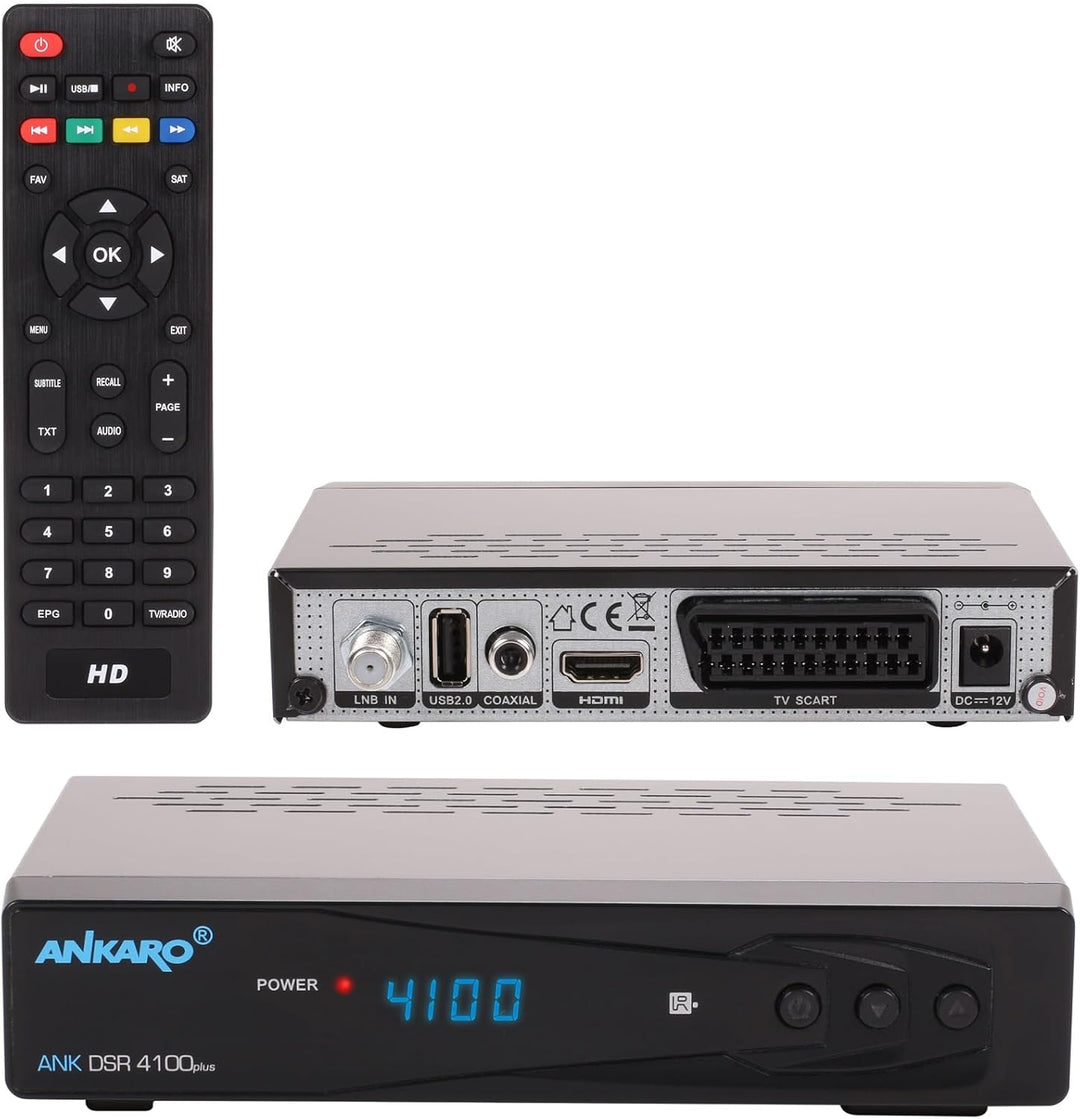 ANKARO DSR 4100 Plus HD HDTV digitaler Satelliten-Receiver (HDTV, DVB-S/S2, SAT, HDMI, SCART, 1x USB