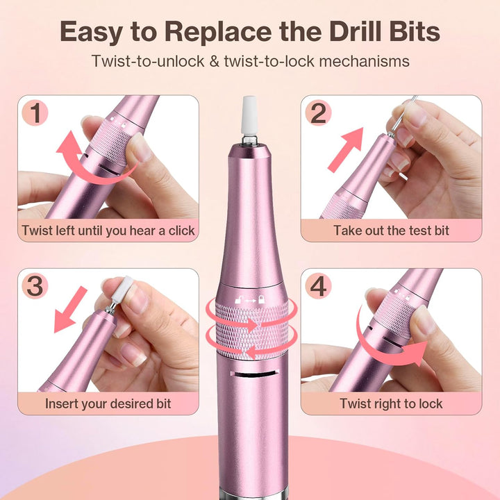 Elektrische Nagelfeile Nagelfräser Professioneller, 40000U/Min, LCD Maniküre Pediküre Set mit Multif