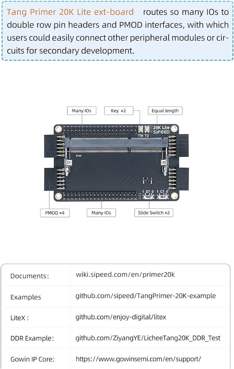 youyeetoo Sipeed Tang Primer 20K FPGA Development Board MCU, mit LUT4, PMOD Port *4, für RISC-V und