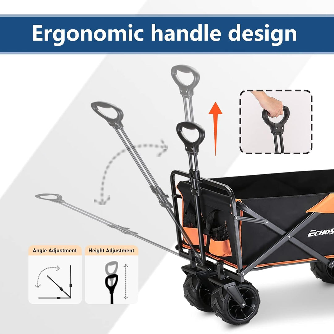 EchoSmile Bollerwagen Faltbar 200L 160KG, Handwagen Transportwagen Klappbar mit Verstellbarem Griff