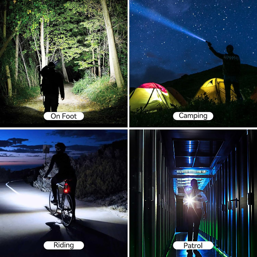 GEARLITE Taschenlampe LED Aufladbar 2 Stück, 10000 Lumen LED Taschenlampe Extrem Hell mit 3 Modi, IP