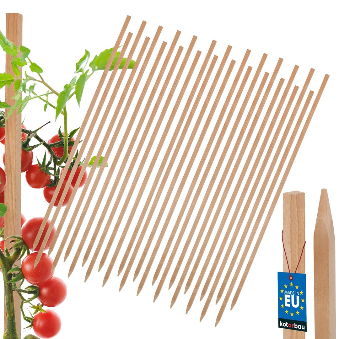 KOTARBAU® 25er Set Tomatenstäbe Pflanzstäbe 100 cm Zaunpfahl Holzpfosten Holzpflock angespitzt Pflan
