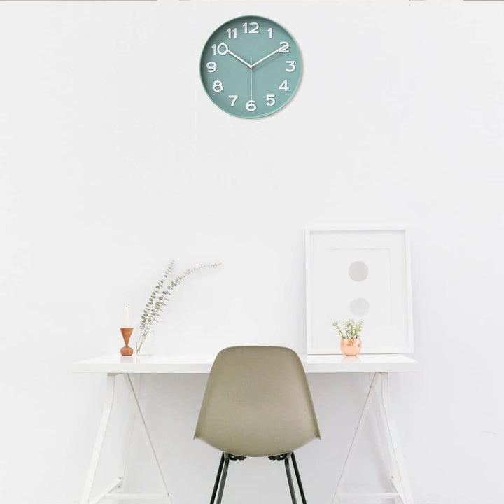 HZDHCLH 30cm geräuschlosem funkuhr wanduhr, digital Gross,für Wohnzimmer, Küche Nordic Green, Nordic