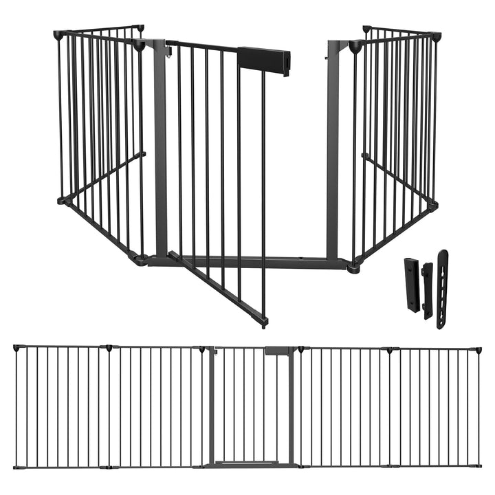 Kaminschutzgitter mit Tür Metall 310cm Absperrgitter, Tierschutzgitter Babygitter Sicherung inkl. 5