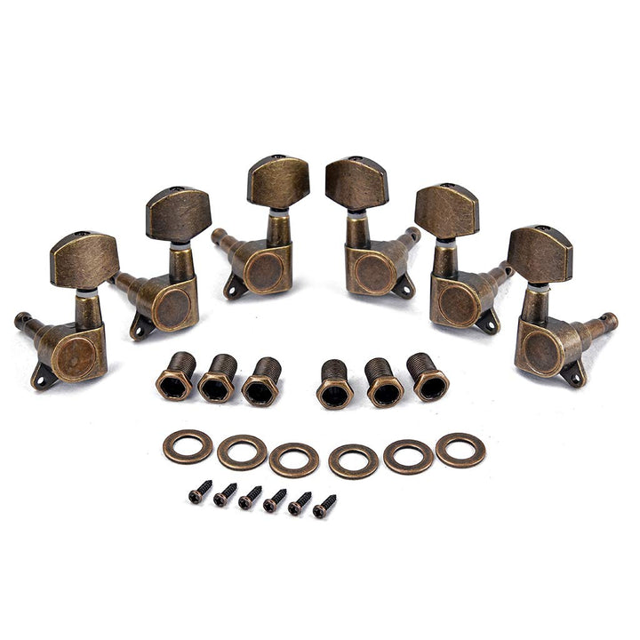 Alnicov Guitar Machine Heads Saiten-Tuning Pegs Tuner 3R3L für Akustik- oder E-Gitarren-Bronze