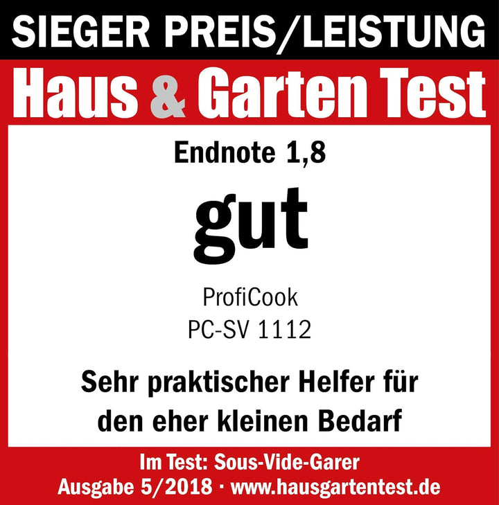ProfiCook SV-1112 PC-SV 1112 Sous Vide Garer, punktgenaues Garen der Speisen durch elektronische Tem