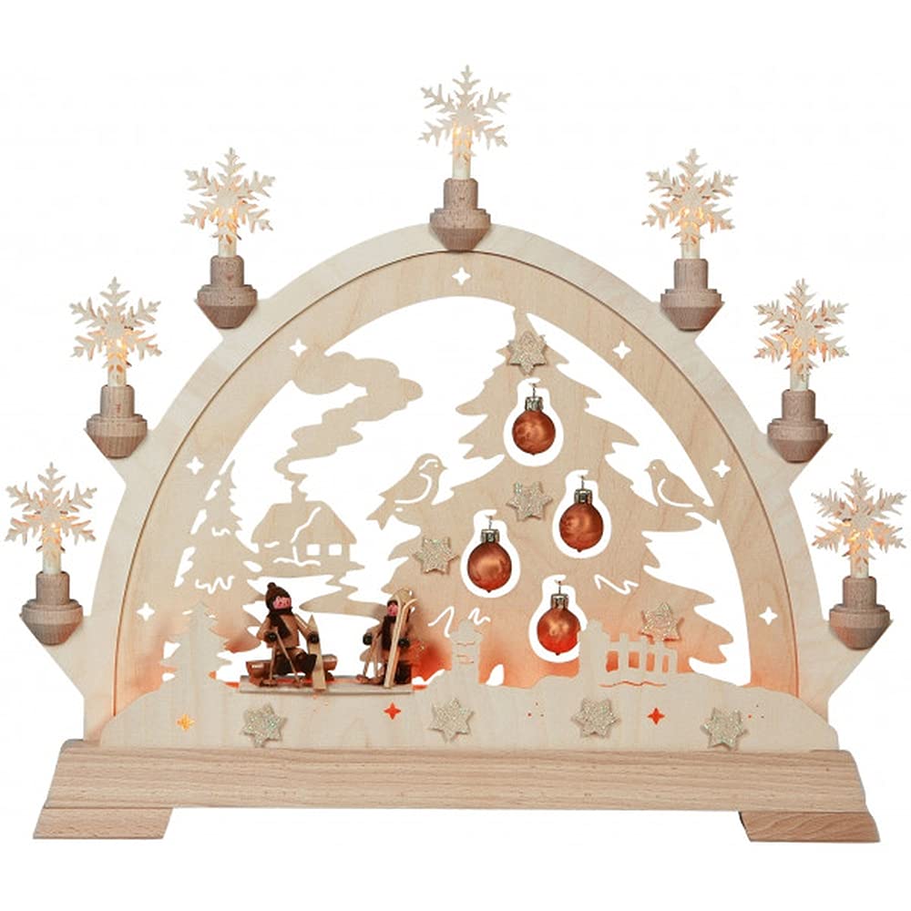 KWO Olbernhau 62035 Schwibbogen Tannenbaum mit Figuren, 40 x 43 cm