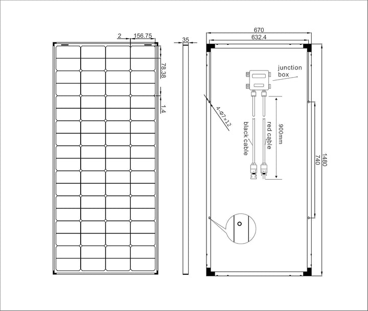 enjoy solar® 180W 12V Monokristallines Solarmodul, PERC 9BB - Solarpanel ideal für Wohnmobil, Balkon
