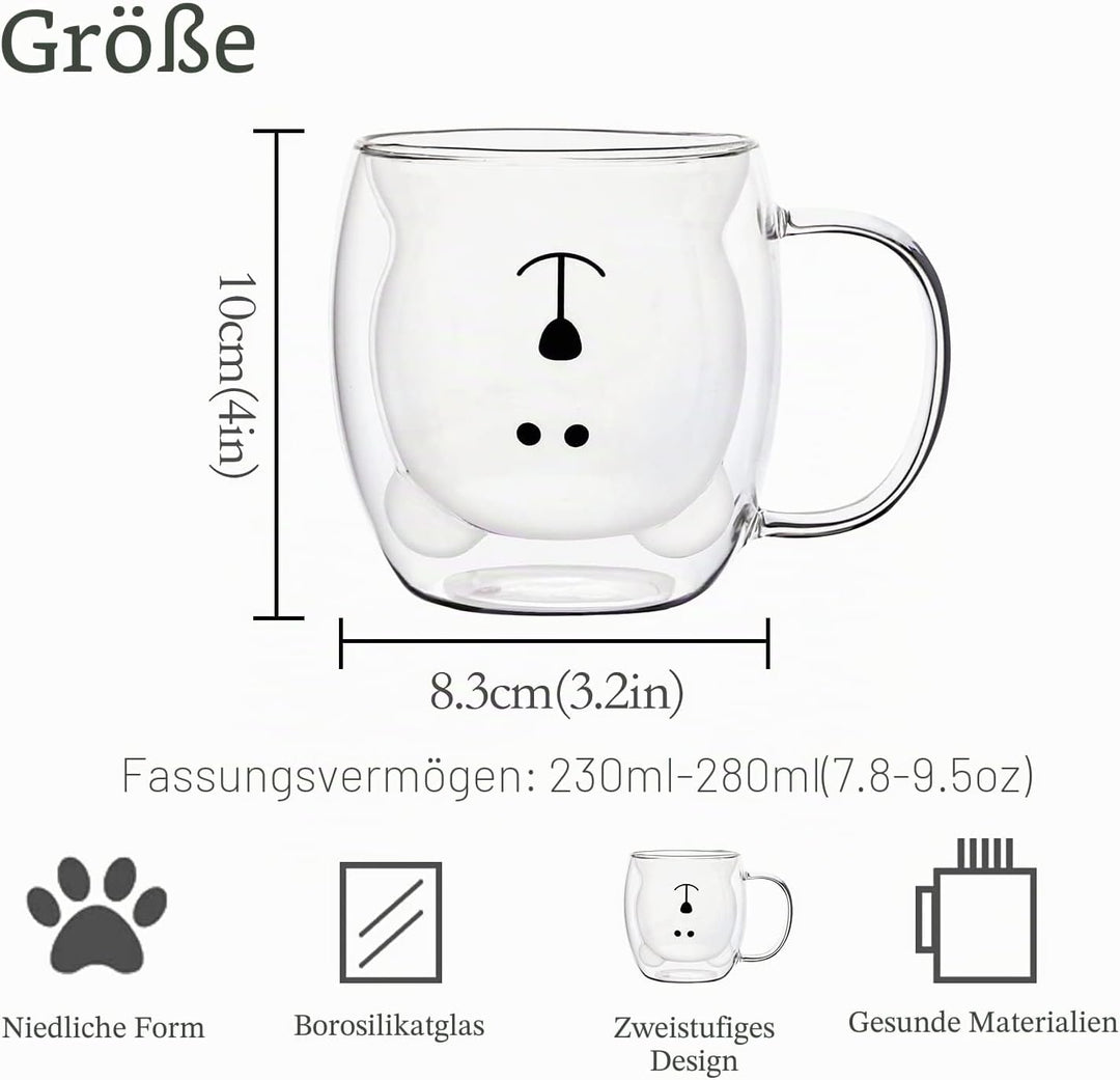 SHENDONG Süsse Bärenbecher Süsse Tassen Bär Tee Kaffeetasse mit Griff 8.5oz Milchtasse für persönlic