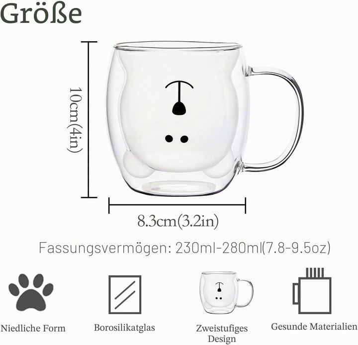 SHENDONG Süsse Bärenbecher Süsse Tassen Bär Tee Kaffeetasse mit Griff 8.5oz Milchtasse für persönlic