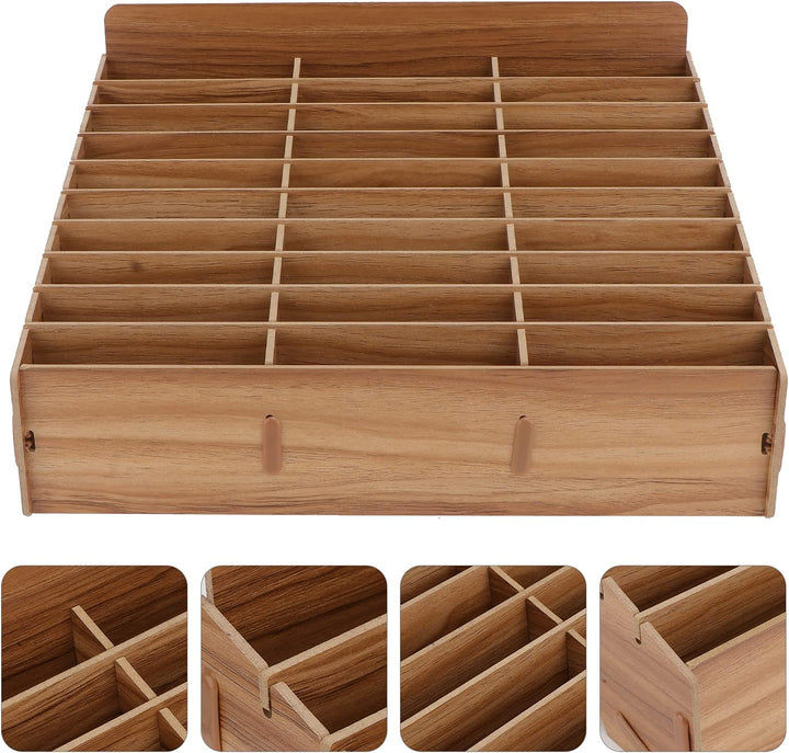 Awleynz 30 Gitter Handygarage Schule, Handy Hotel Aufbewahrungsbox Holz, Multi-Grid-Aufbewahrungsbox