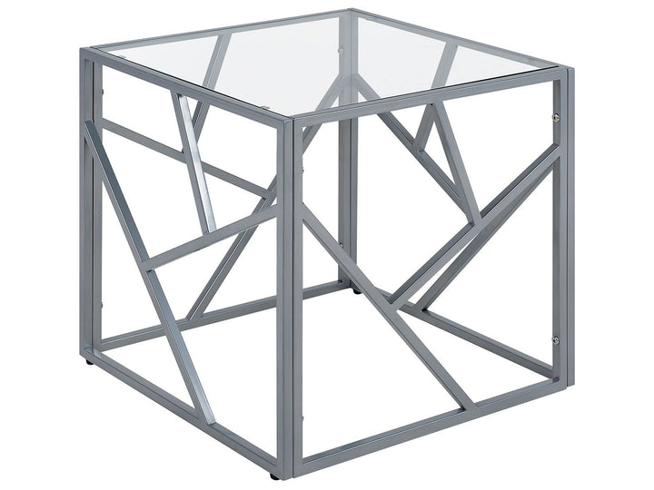 Quadratischer Beistelltisch industrielles Design Glas silber Orland