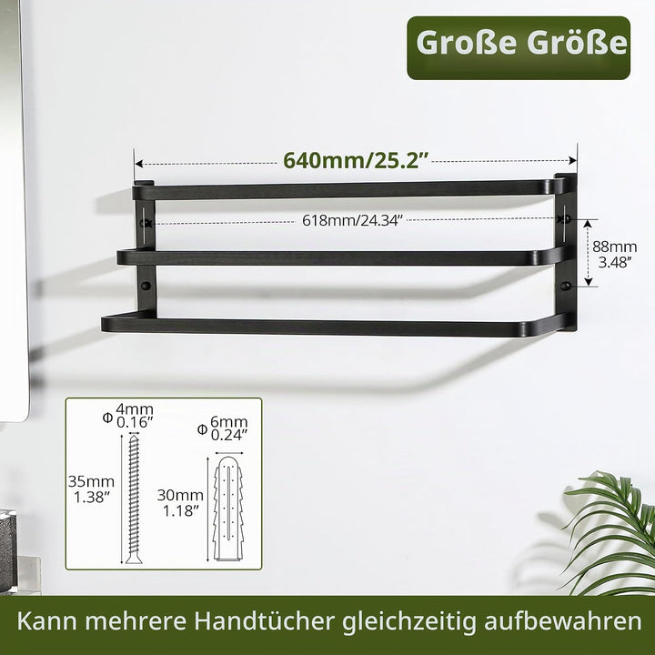 SAYAYO Handtuchhalter Schwarz Handtuchstange Multilayer Gästehandtuchhalter Wandmontage Dreifach Bad