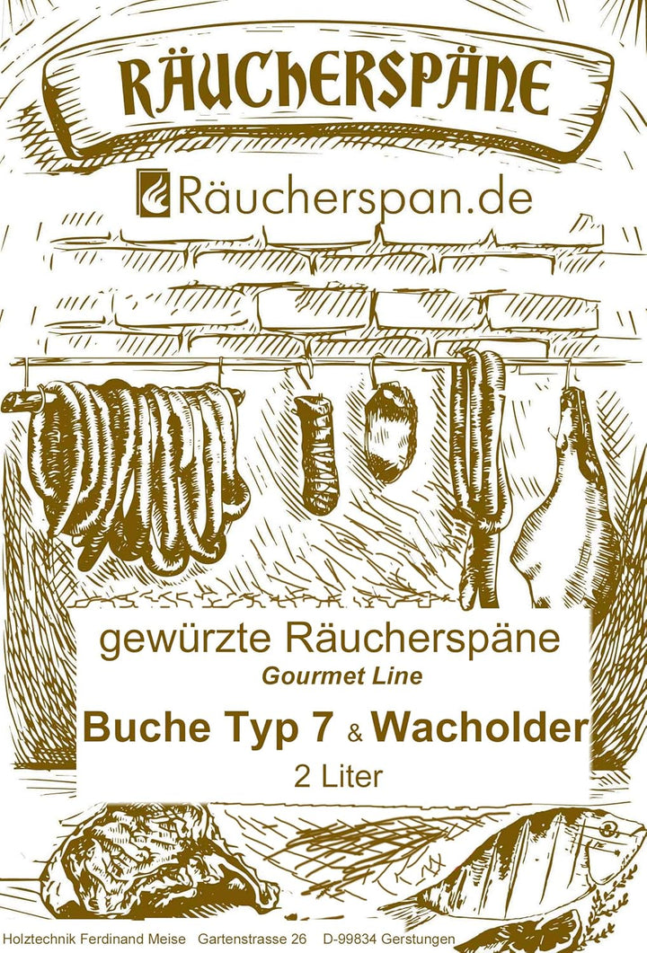 Räucherspäne Räuchermehl Buche Typ 7 mit Wacholder Spangrösse 1-3mm für Räucherofen Räucherbox Smoke