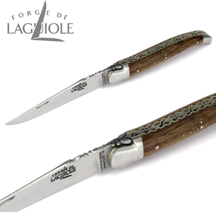 Forge de Laguiole Collection Taschenmesser - 12 cm - Griff fossile Mooreiche - Doppelplatine - Kling