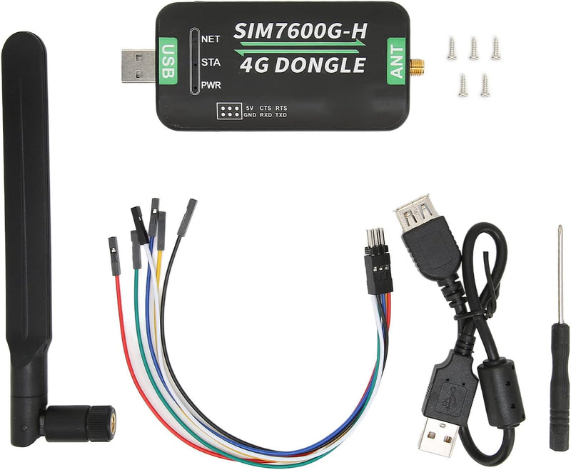 SIM7600G-H 4G-DONGLE mit Antenne, Unterstützt 2G/3G/4G-Netzwerk, USB/UART-Kommunikation, 150 Mbit/s