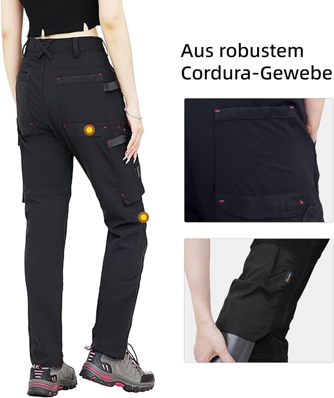 WORK IDEA Damen Slim-Fit Stretch Arbeitshose mit Cordura-Kniepolstern: Strapazierfähige Eleganz für