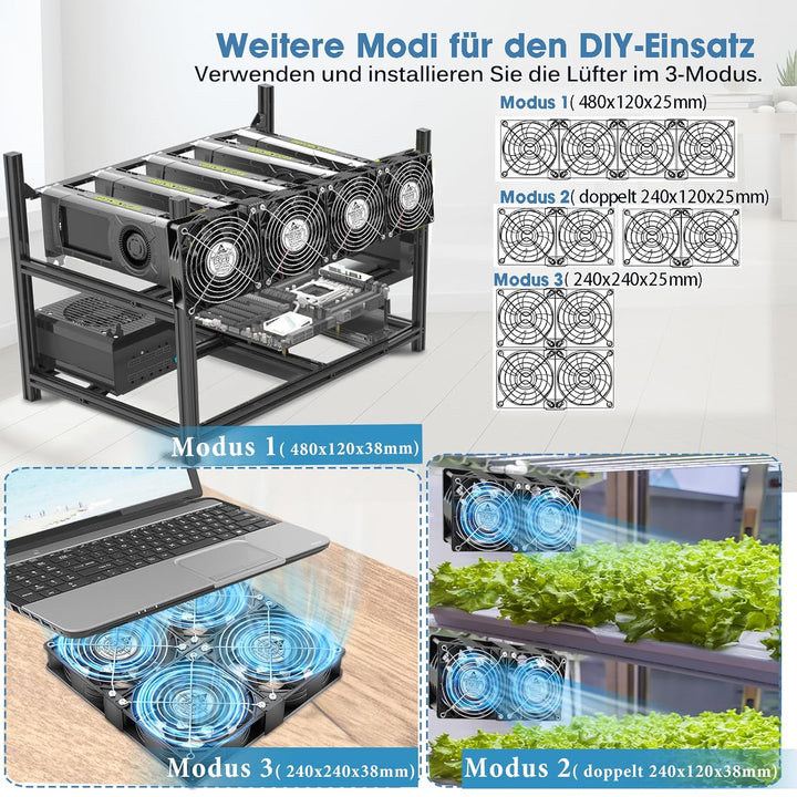 GDSTIME 4 x 120mm Lüfter 230V Grosser Luftstrom 120mm x 38mm Lüfter 220V AC Axial mit AC Stecker Lüf