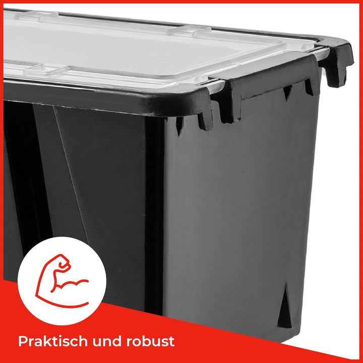 KADAX Stapelkiste mit Deckel, Lagerbox aus PP Kunststoff, Sichtlagerbox in verschiedenen Grössen und