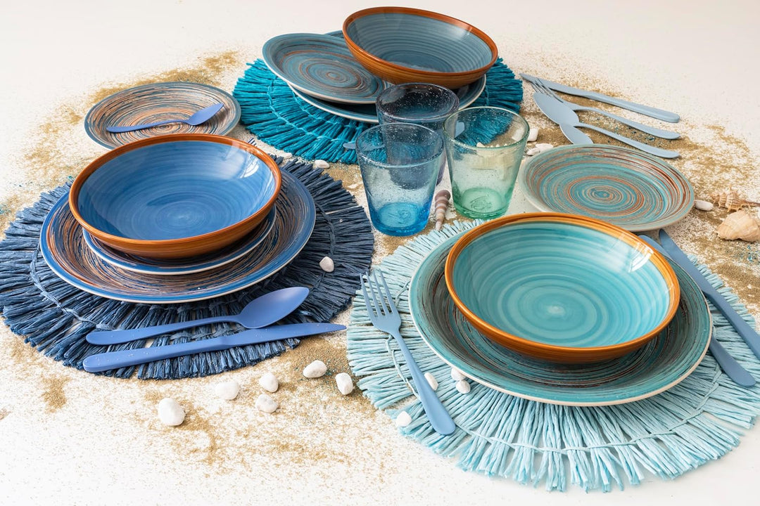 Villa d’Este Home Tivoli 5907746 Cancun/Marea Wasserbecher, 330 ml, mundgeblasen, Glas, Blaue Schatt
