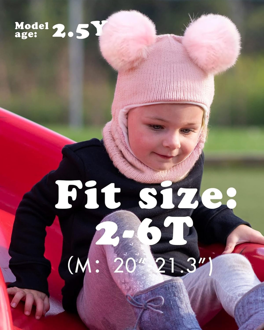 FURTALK Kleinkind Baby SchalMütze warm gefüttert Kinder Strickmütze Pom Pom Wintermütze für Mädchen