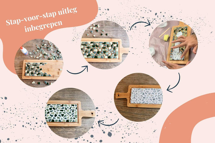 Little Creations mosaik Servierbrett Altrosa | DIY Bastelset Erwachsene | Gestalte deine eigene Serv