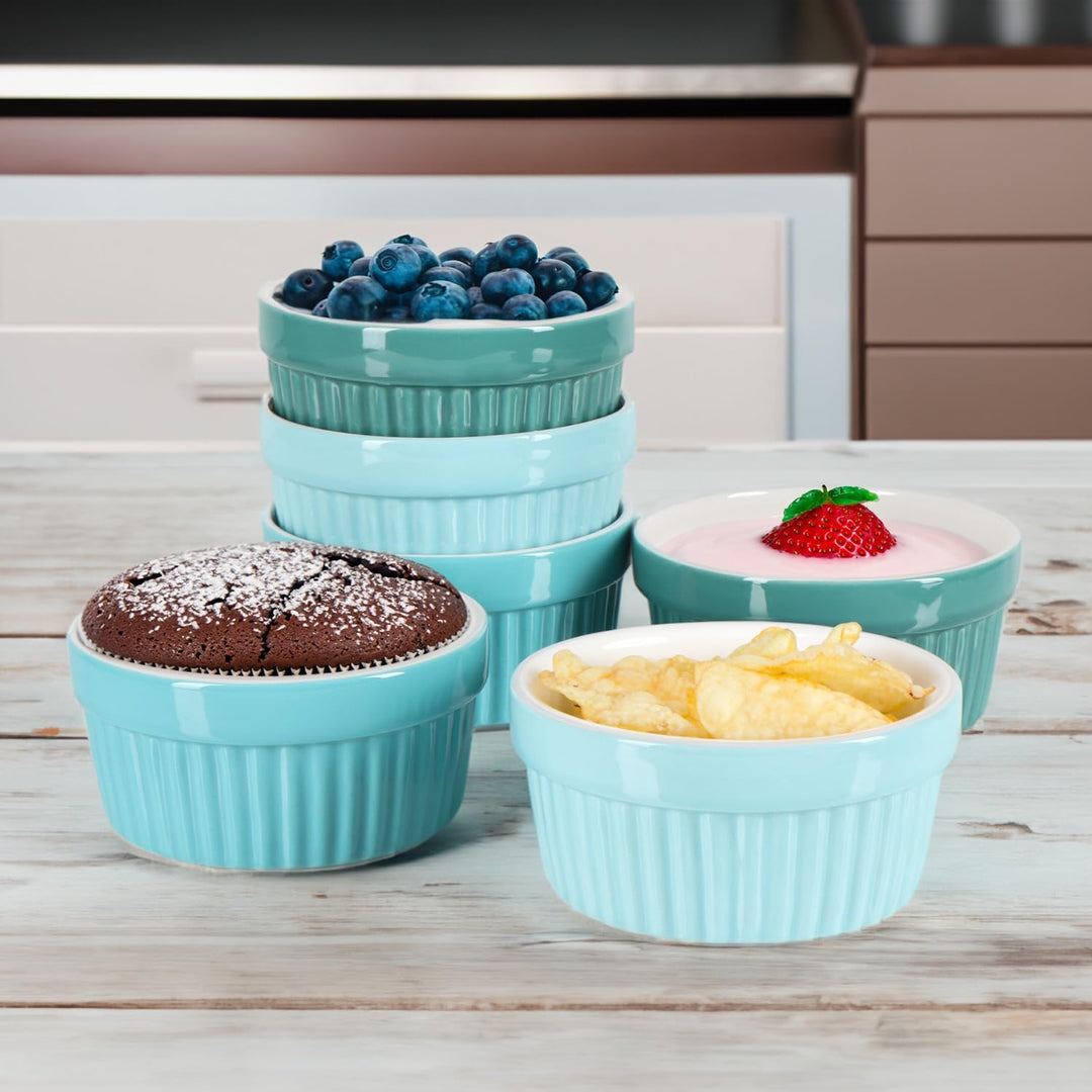 COM-FOUR® 12x Soufflé Förmchen - Creme Brulee Schälchen aus Keramik - Ofenfeste Förmchen - Dessertsc