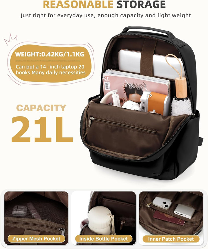 Rucksack Damen, Laptop Cityrucksack Reiserucksack Handtasche Lässig Rucksack Wasserdicht Elegant Cas