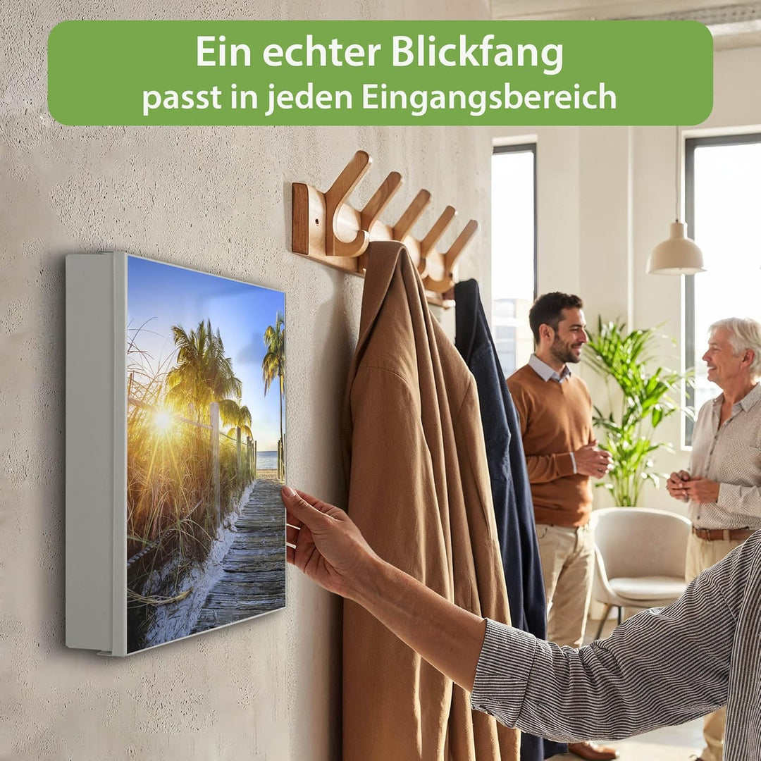 banjado Grosser Schlüsselkasten Glas - Schlüsselbox 30x30cm mit 50 Haken - Schlüsselkasten modern fü