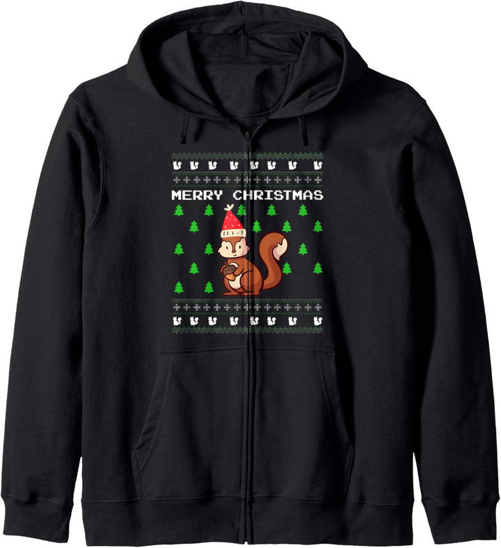 Ugly Christmas Eichhörnchen Geschenk Kostüm Weihnachten Xmas Kapuzenjacke