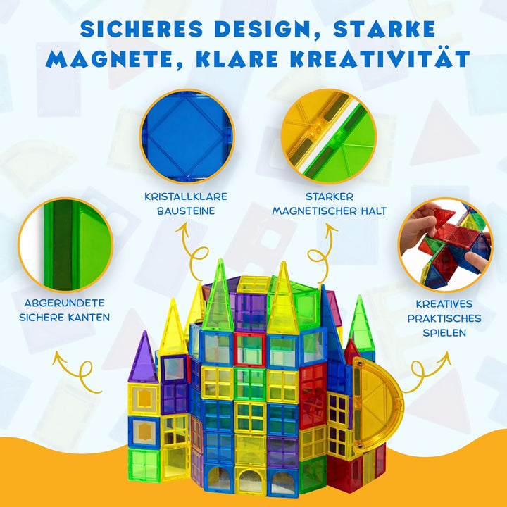 KIYARI Magnetbausteine 120 Teile – Grosse 7,5 cm Montessori Magnet Bausteine für Kinder ab 3 Jahren,