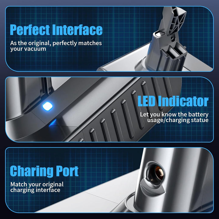 V7 6.0Ah Ersatzakku für Dyson Akku kompatibel mit Dyson V7 SV11 Animal Absolute Fluffy Motorhead Pro