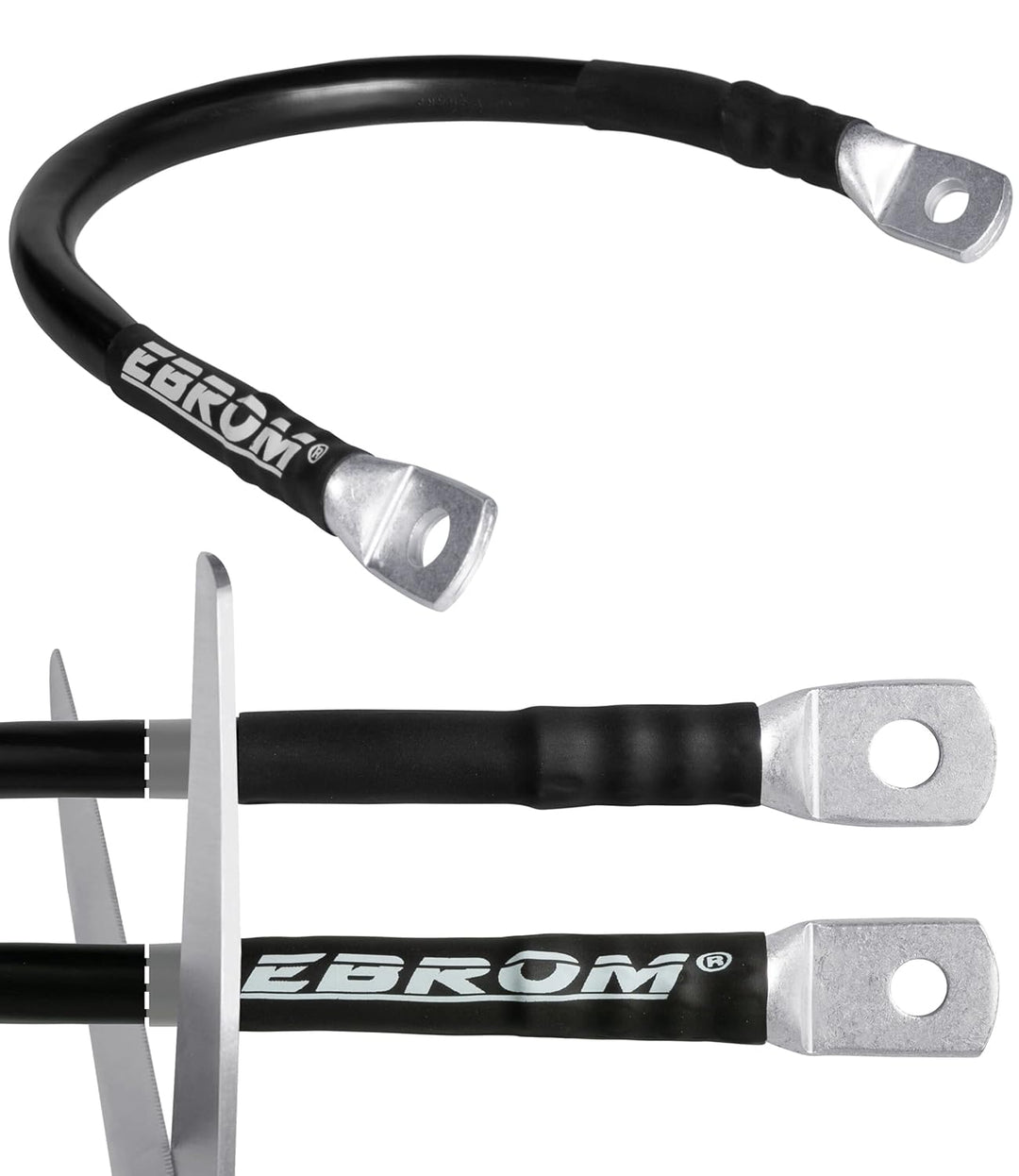 EBROM Batteriekabel SET 50 mm² je 60cm, M8+M10 Schuhe, 200A ANL Sicherung | von 60cm bis 10m, MASSEK